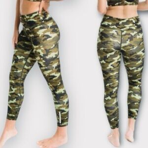Zyia Light Green Camo Reflective Soft N Snug Tights  Mid-Rise